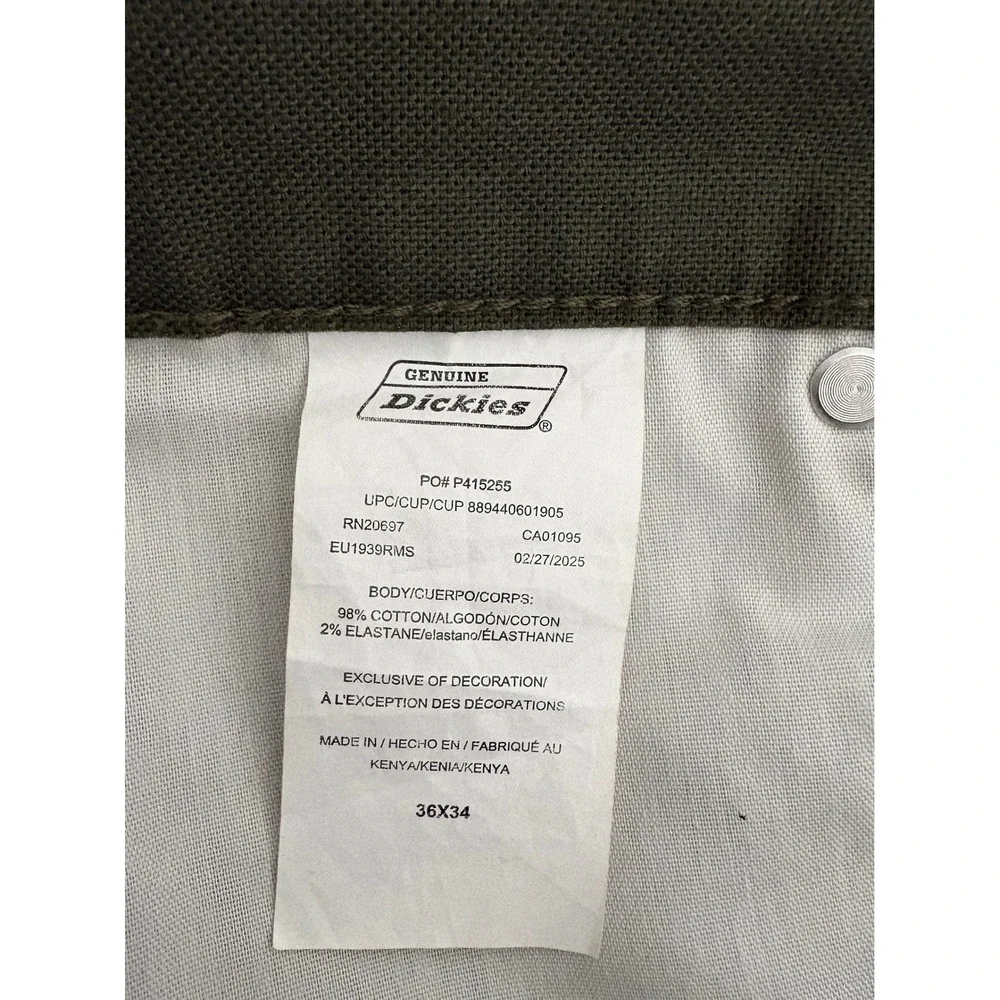 Genuine Dickies Mens Carpenter Pants Olive Green 36x34 Utility Workwear Gorpcore